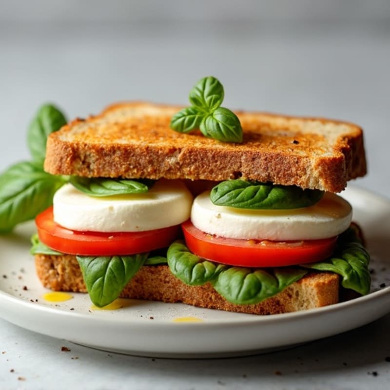 Crispy Grilled Fresh Mozzarella, Tomato, and Basil Sandwich