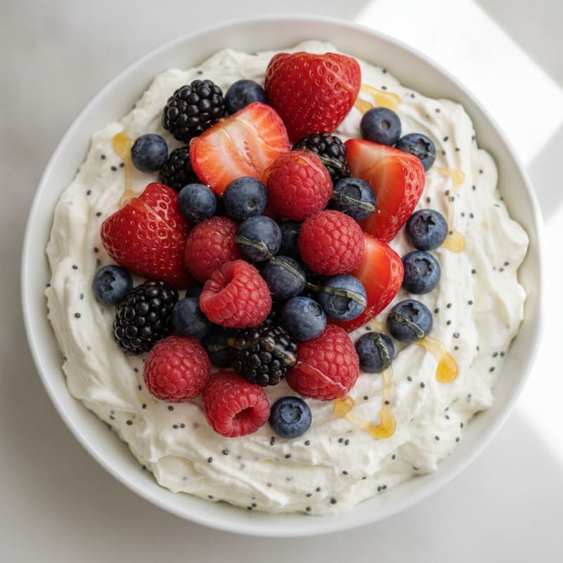 Greek Yogurt Protein Mousse with Mixed Berries