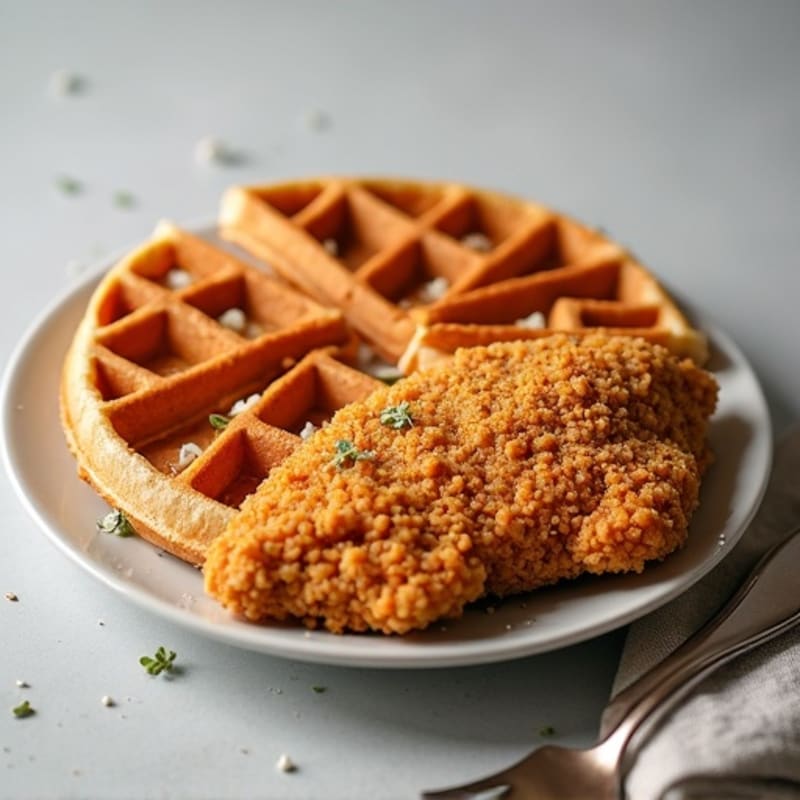 Crispy Baked Chicken with Fluffy Whole Wheat Waffles
