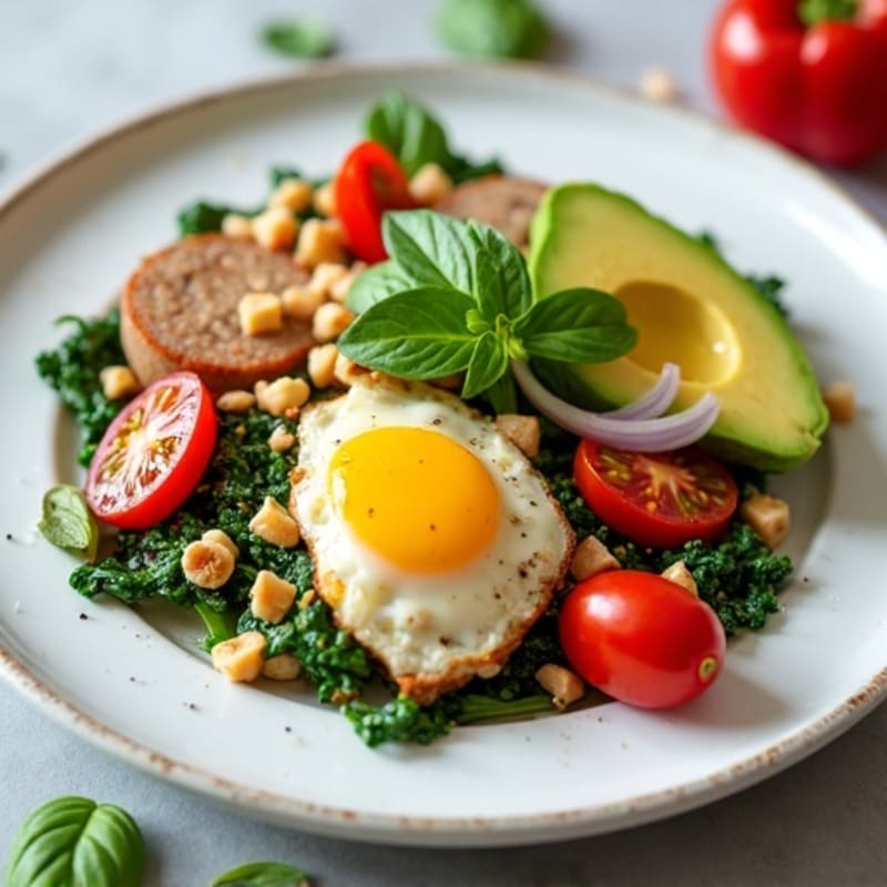 Egg White Scramble with Turkey Sausage and Spinach