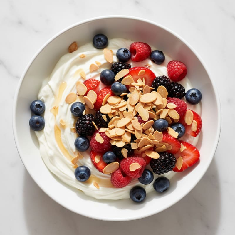 Greek Yogurt Protein Bowl with Mixed Berries and Almonds