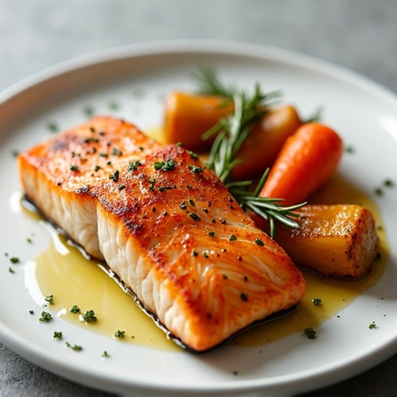 Crispy Skin Salmon with Herb-Roasted Root Vegetables