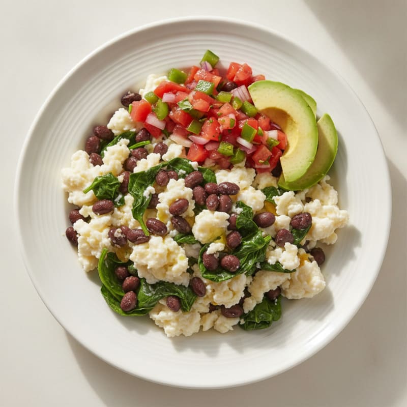 Egg White Scramble with Black Beans and Fresh Salsa
