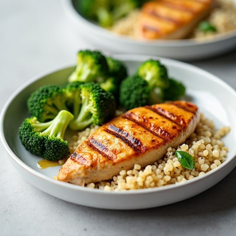 Grilled Chicken Breast with Roasted Broccoli and Quinoa