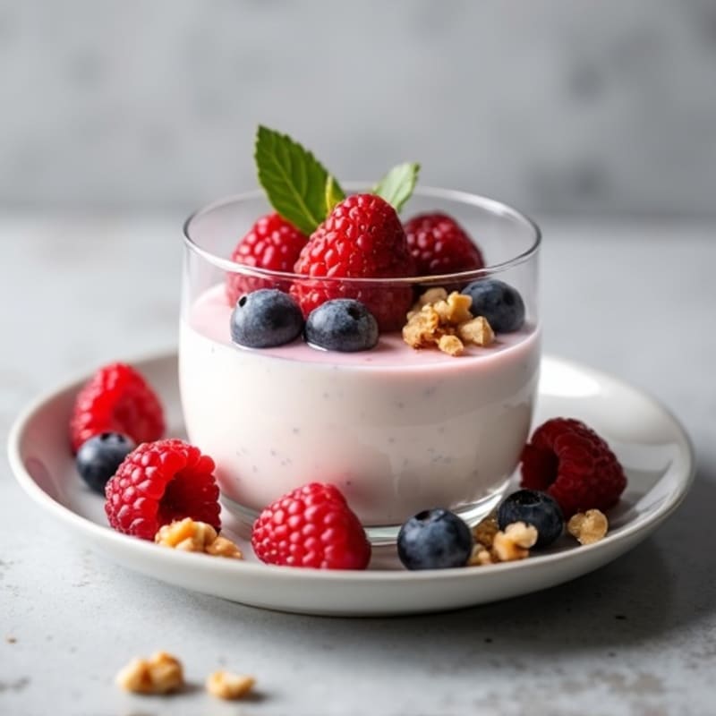 Greek Yogurt Protein Mousse with Mixed Berries