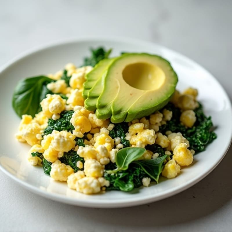 Egg White and Spinach Scramble with Cottage Cheese