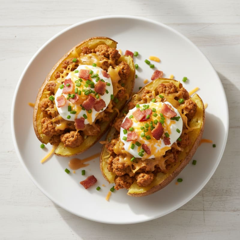 Creamy Loaded Baked Potatoes with Crispy Bacon