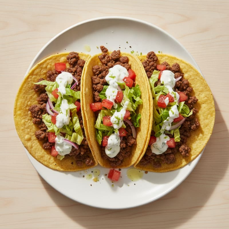 Smashed Beef Tacos with Zesty Crema