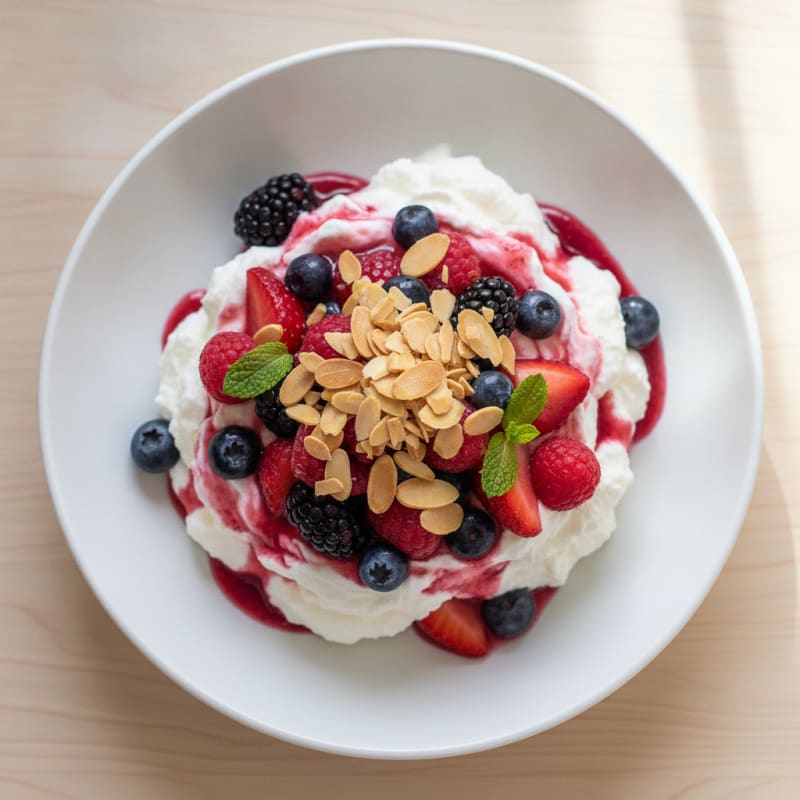Greek Yogurt Protein Mousse with Mixed Berries