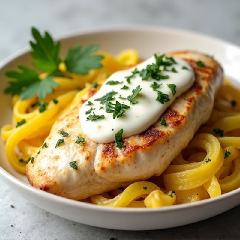 Creamy Garlic Chicken with Roasted Spaghetti Squash