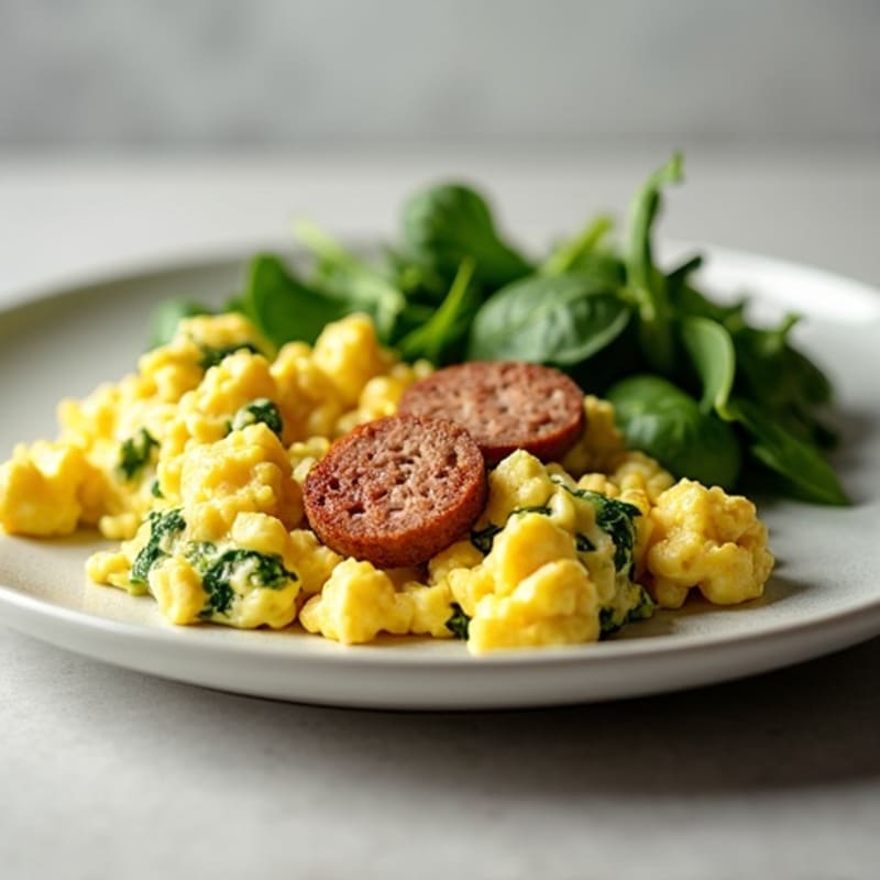 Egg White Scramble with Spinach and Turkey Sausage