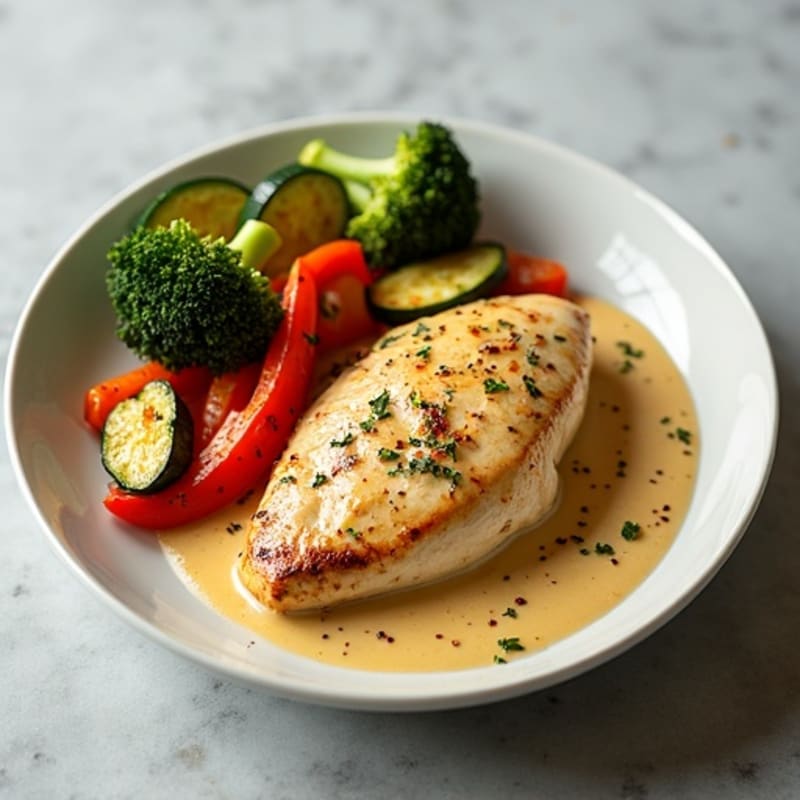 Creamy Spiced Chicken with Roasted Vegetables