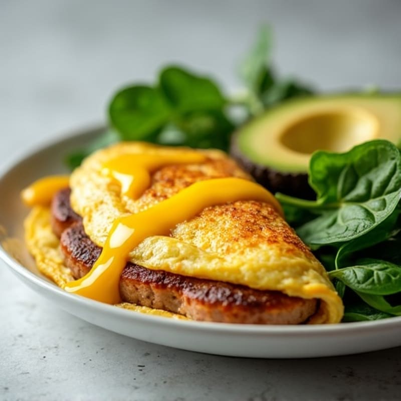 Egg White Omelet with Turkey Sausage and Spinach