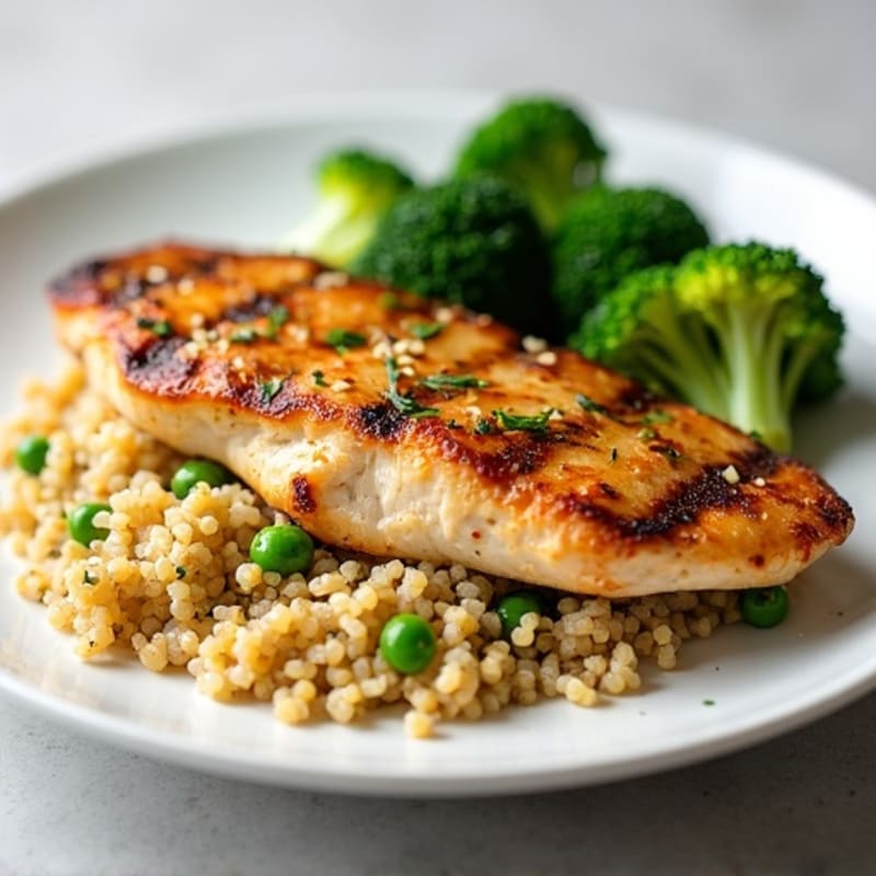 Grilled Chicken Breast with Quinoa and Steamed Broccoli