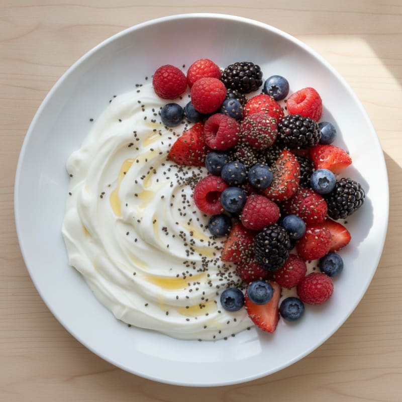 Creamy Vanilla Bean Protein Yogurt with Mixed Berries