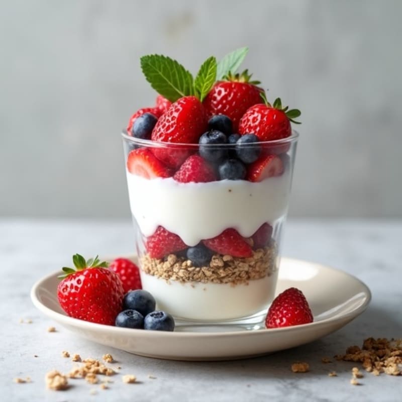 Creamy Greek Yogurt Parfait with Hemp Seeds and Mixed Berries