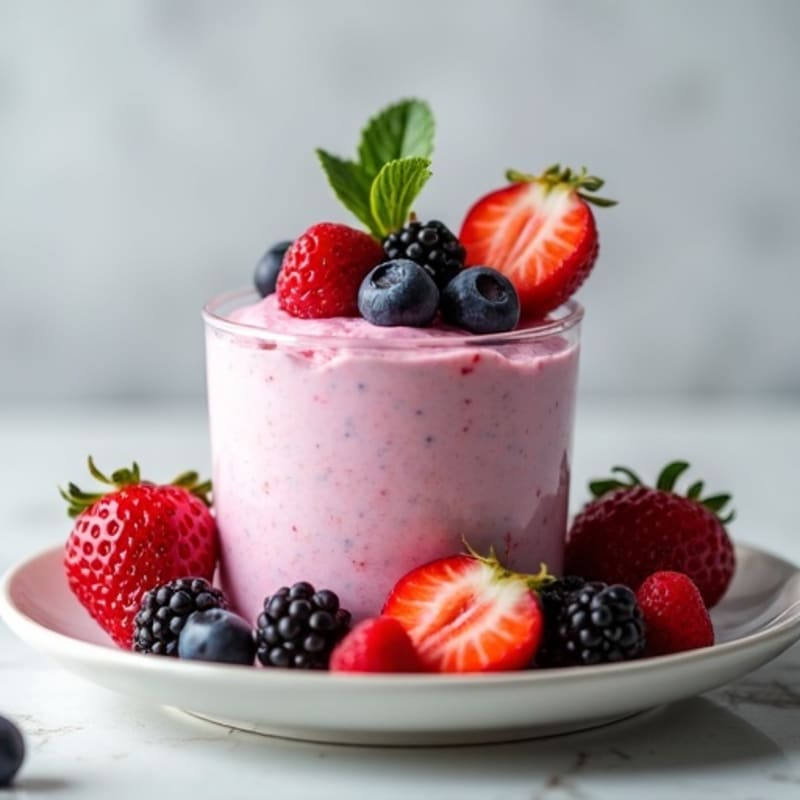 Creamy Greek Yogurt Protein Mousse with Mixed Berries