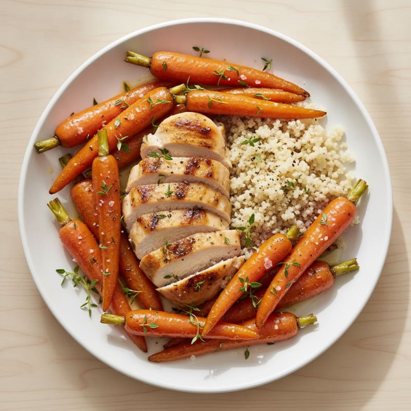 Maple-Glazed Roasted Carrots with Herbed Chicken