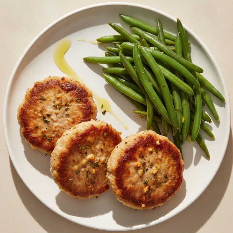 Seared Turkey Patties with Steamed Green Beans