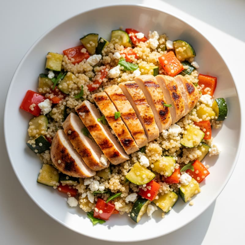 Grilled Chicken and Quinoa Salad with Roasted Vegetables