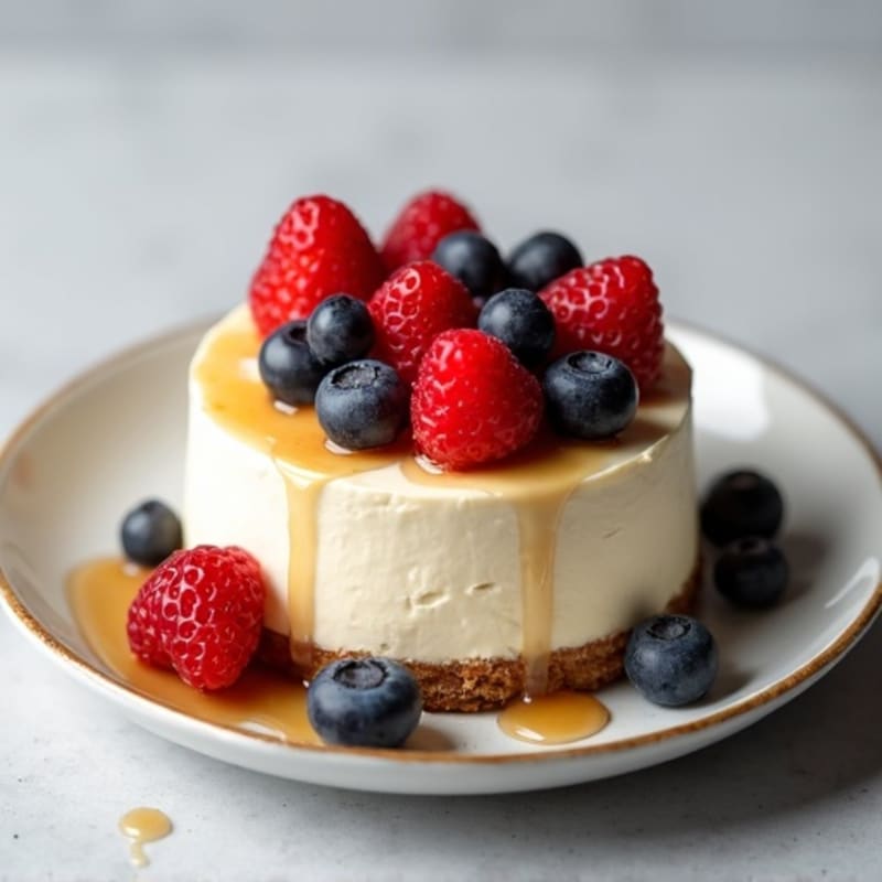 Creamy Greek Yogurt Protein Cheesecake with Fresh Berries