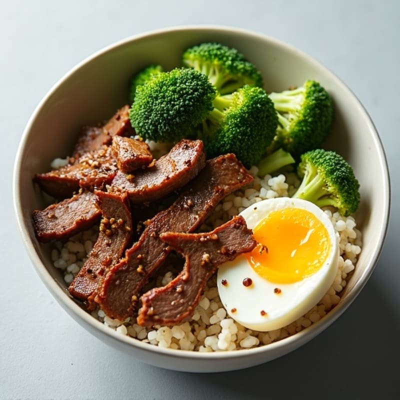 Stir-Fried Lean Beef and Crispy Broccoli Rice Bowl