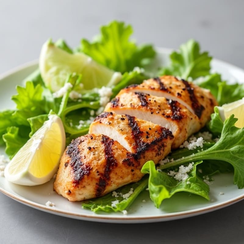 Grilled Chicken with Crispy Romaine and Creamy Caesar Dressing