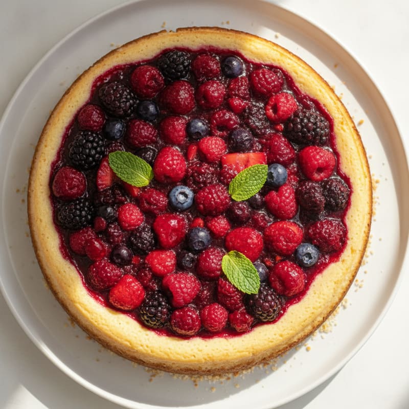 Greek Yogurt Protein Cheesecake with Mixed Berries