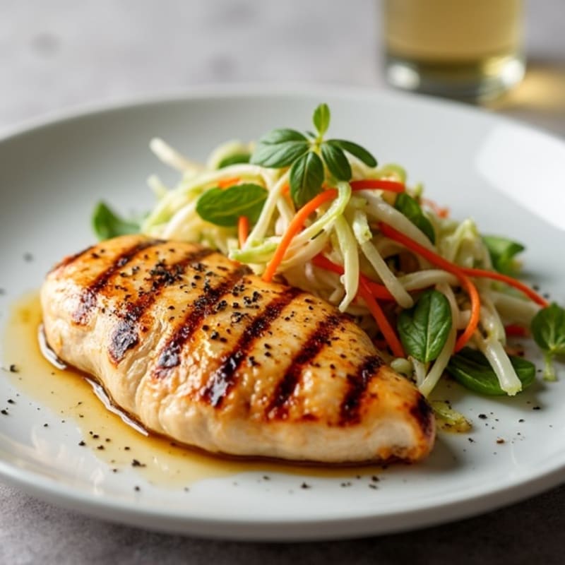 Grilled Chicken Breast with Crunchy Cabbage Slaw