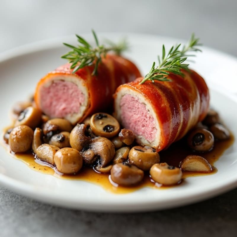 Crispy Prosciutto-Wrapped Beef Tenderloin with Savory Mushroom Duxelles