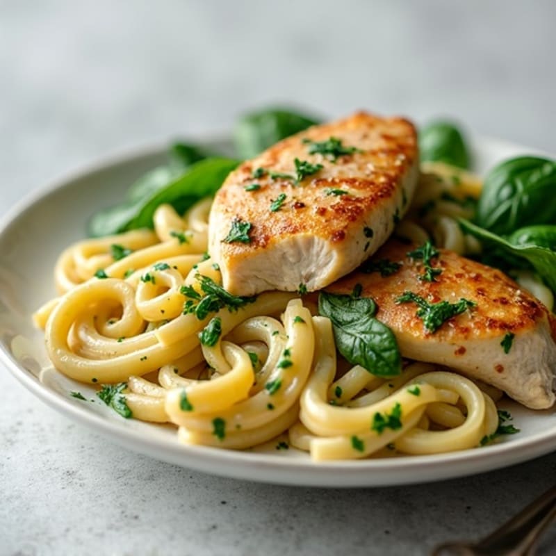 Chicken with Creamy Pesto Whole Wheat Pasta