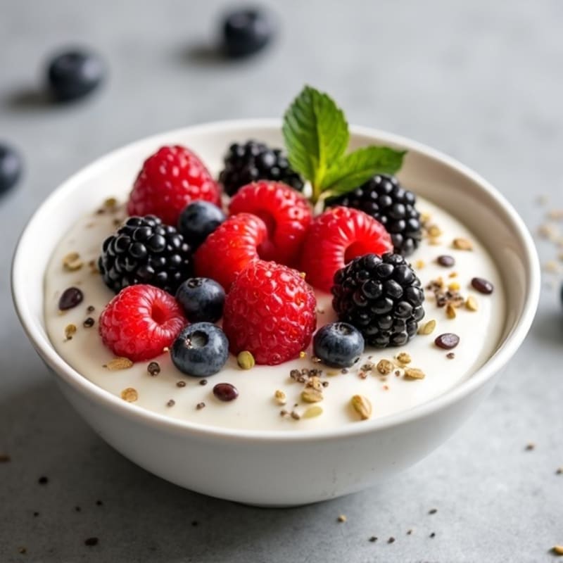 Creamy Cottage Cheese with Fresh Berries and Seeds