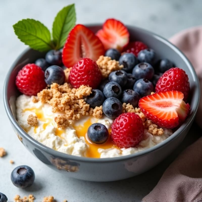 Cottage Cheese and Berry Protein Bowl with Almond Butter