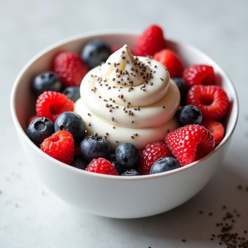 Creamy Vanilla Protein Yogurt with Fresh Berries and Chia