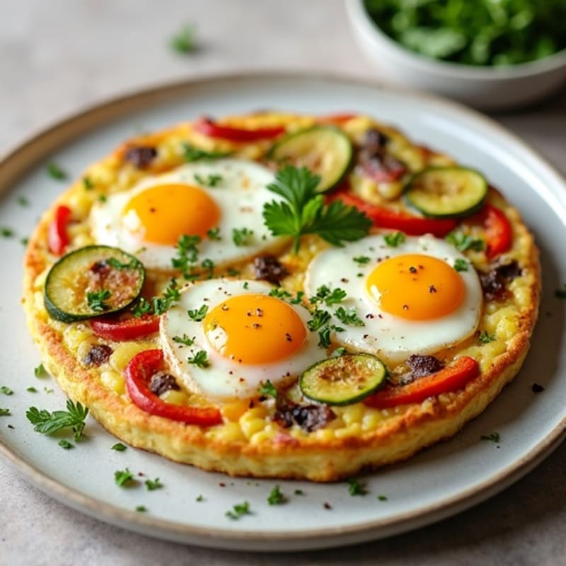 Fluffy Egg Frittata with Roasted Vegetables and Fresh Herbs
