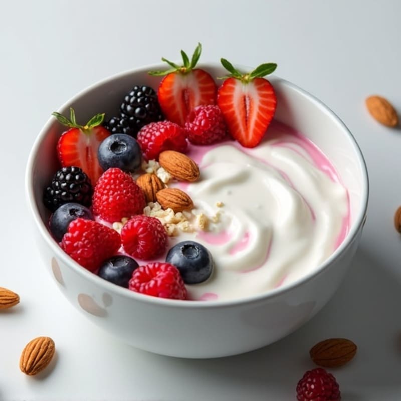 Creamy Greek Yogurt with Fresh Berries and Crunchy Almonds