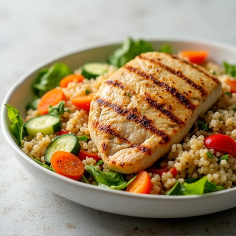 Grilled Chicken and Quinoa Salad with Crunchy Vegetables