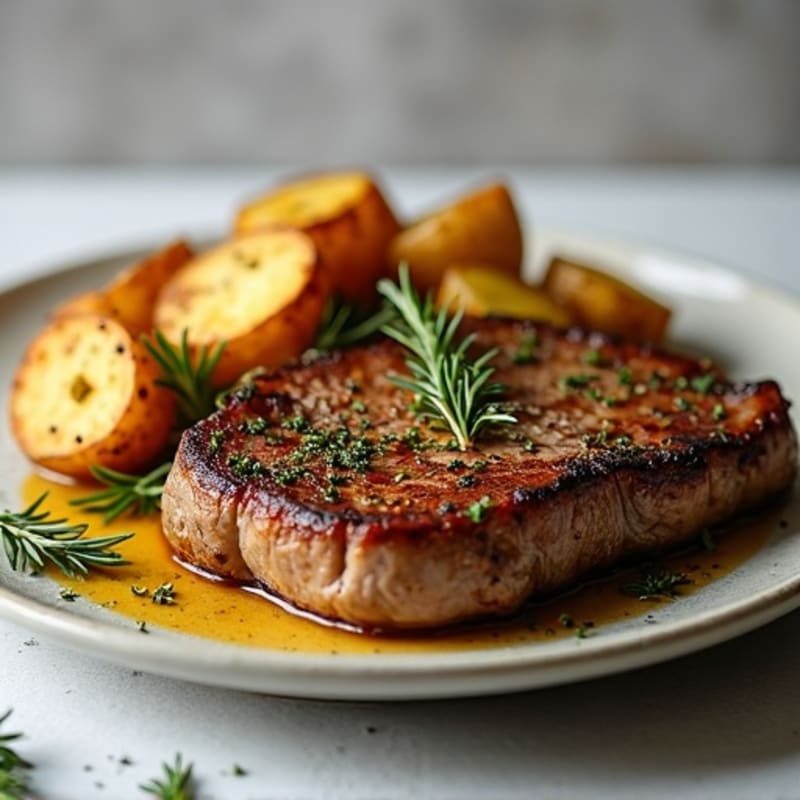 Garlic-Herb Pan-Seared Steak with Crispy Roasted Potatoes