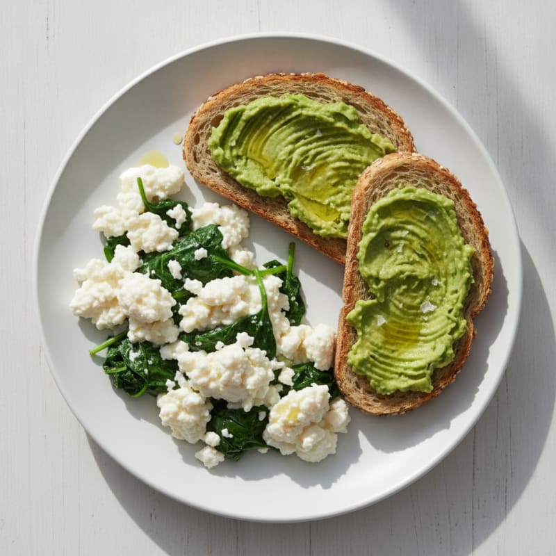 Egg White and Spinach Scramble with Cottage Cheese