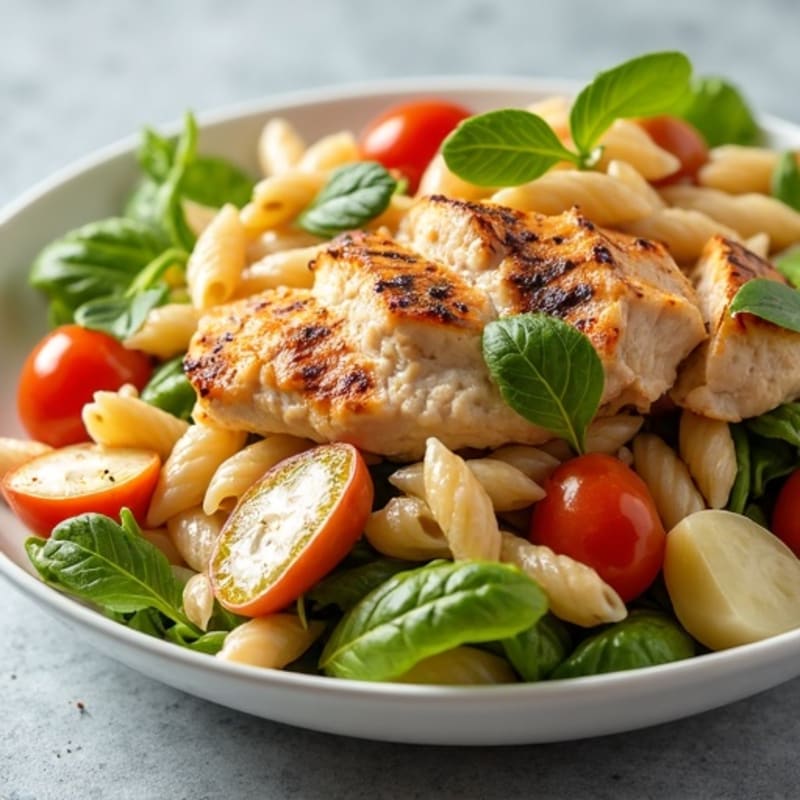Grilled Chicken Pasta Salad with Roasted Vegetables