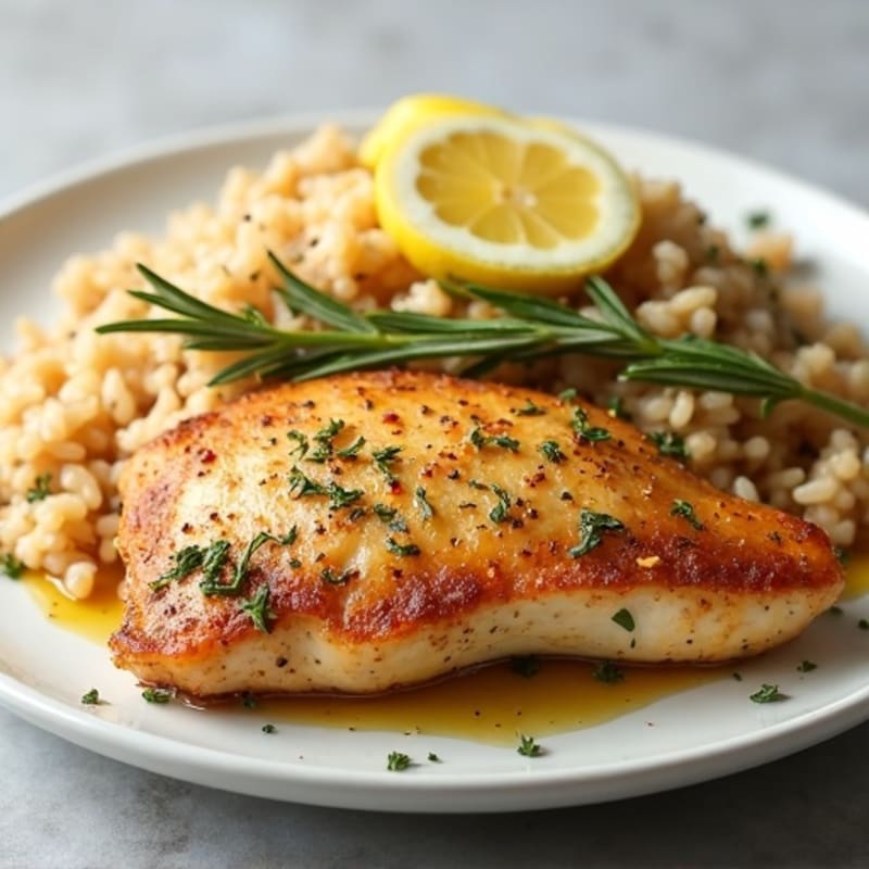 Lemon Herb Chicken with Fluffy Brown Rice