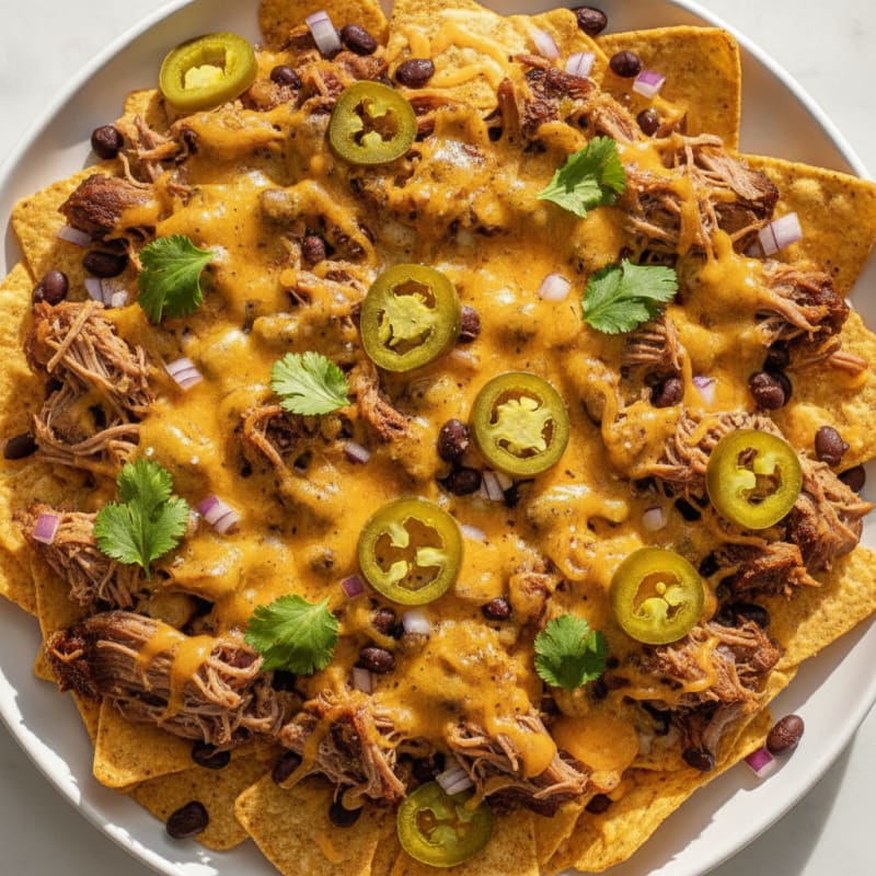 Pulled Pork Nachos with Pickled Jalapeños