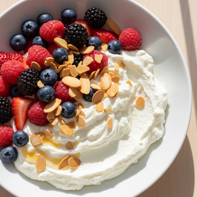 Creamy Greek Yogurt Protein Bowl with Mixed Berries and Almonds