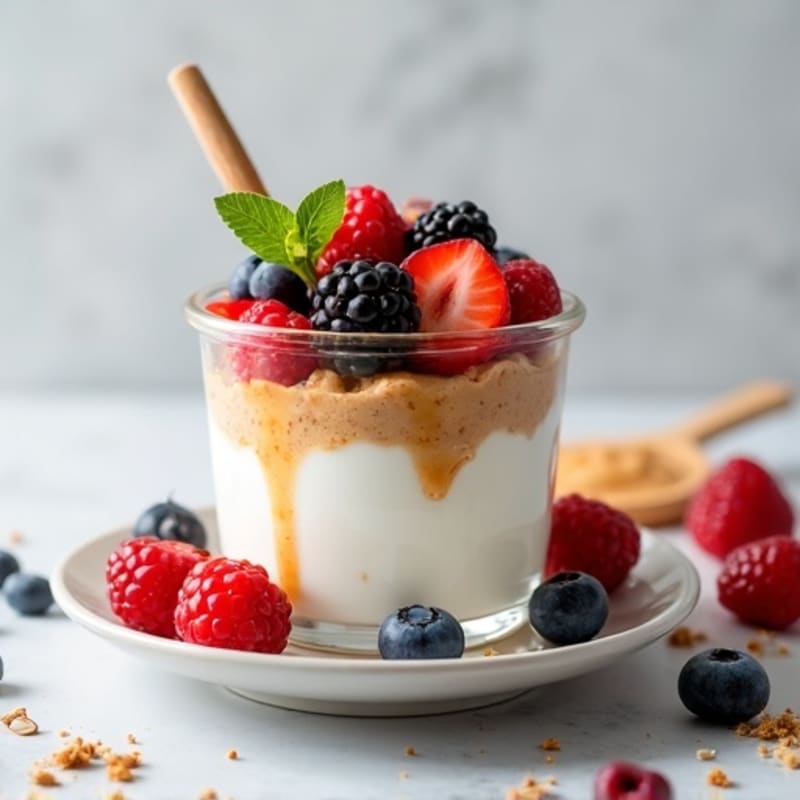 Creamy Greek Yogurt Parfait with Mixed Berries and Almond Butter