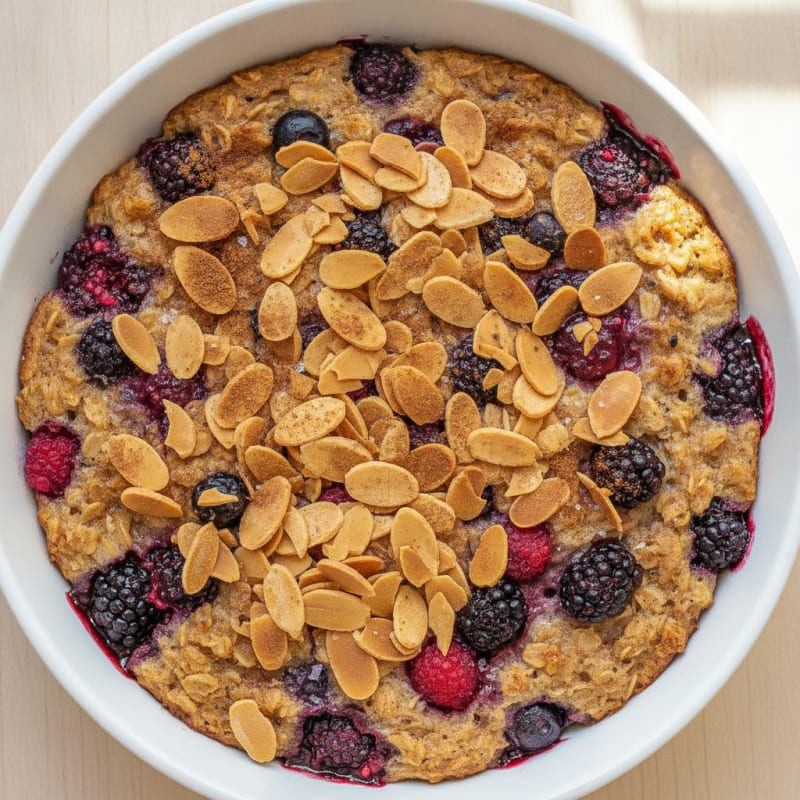 Baked Berry Oatmeal with Toasted Almonds