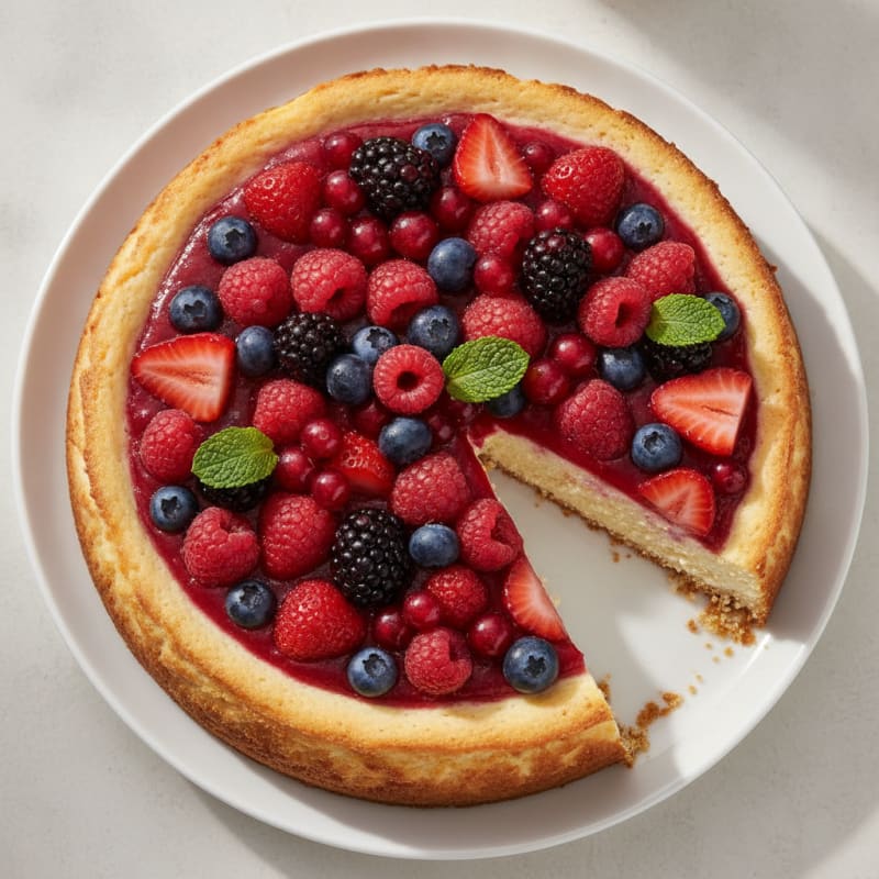 Greek Yogurt Protein Cheesecake with Mixed Berries