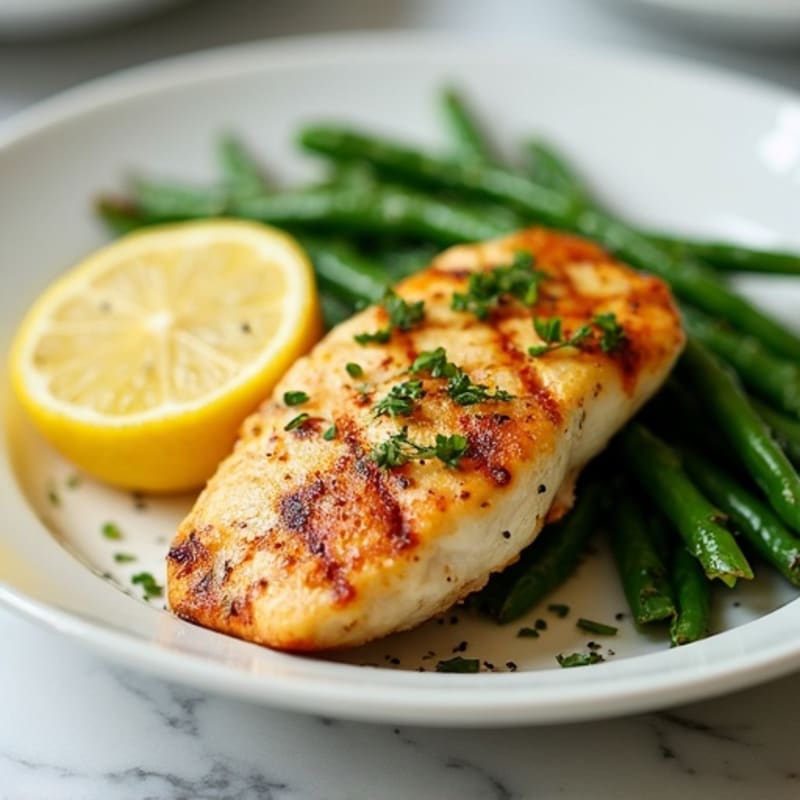 Lemon-Garlic Pan-Seared Chicken with Roasted Green Beans