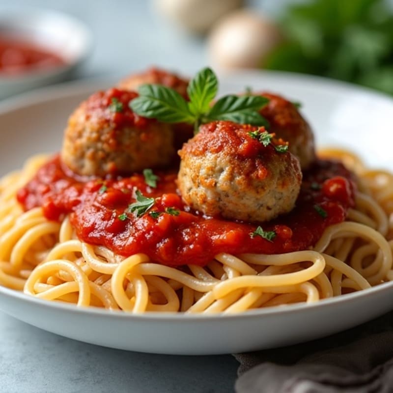 Lean Turkey Meatballs with Whole Wheat Spaghetti and Hearty Marinara