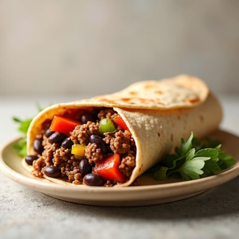 Lean Ground Beef and Black Bean Burrito