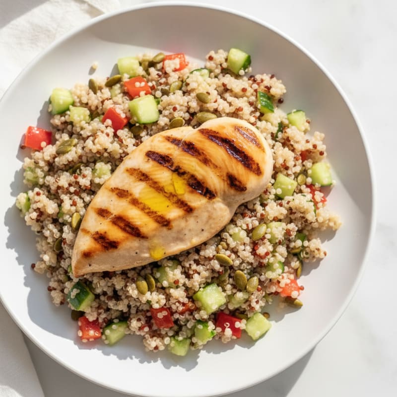 Grilled Chicken Breast with Crunchy Quinoa Salad